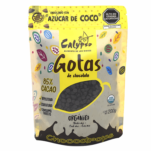 CALYPSO GOTAS DE CHOCOLATE AL 85% CACAO CON AZUCAR DE COCO