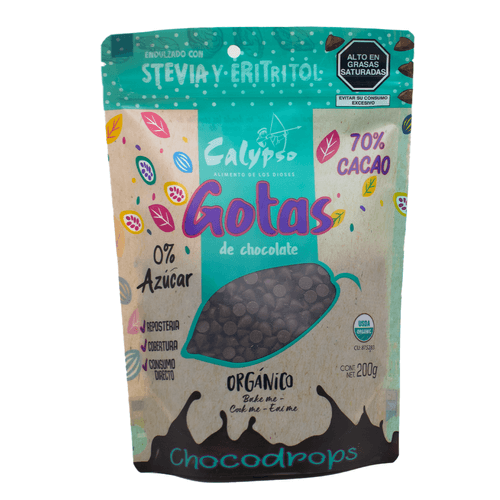 CALYPSO GOTAS DE CHOCOLATE AL 70% CON ERITRITOL Y STEVIA